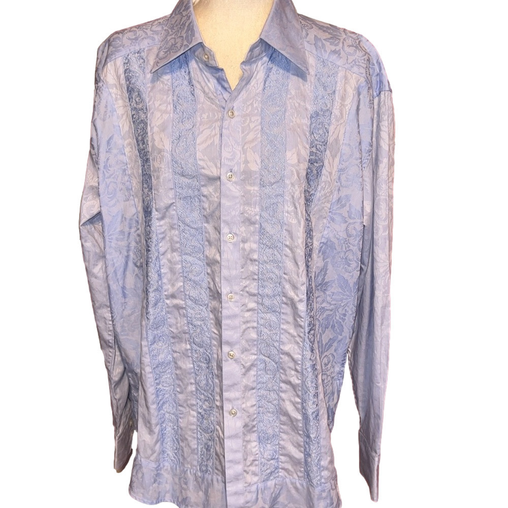 Robert Graham PYTHON L/S Blue Floral Embroidered Shirt/Men's XL VINTAGE